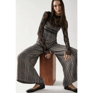 Free People Marley Plaid Jumpsuit Size L